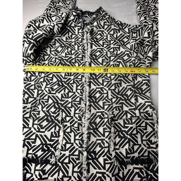Valerie Stevens Black/White Blazer Jacket W/Fringe Trim Size Med Career - Picture 3 of 9